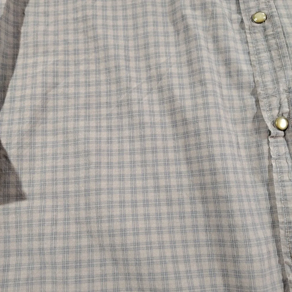 Banana Republic Pearl Snap Shirt Men XL Brown Plaid Country Western Rodeo Cowboy